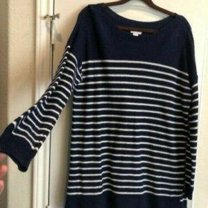 Old Navy Long Sleeved Navy Blue Striped Sweater